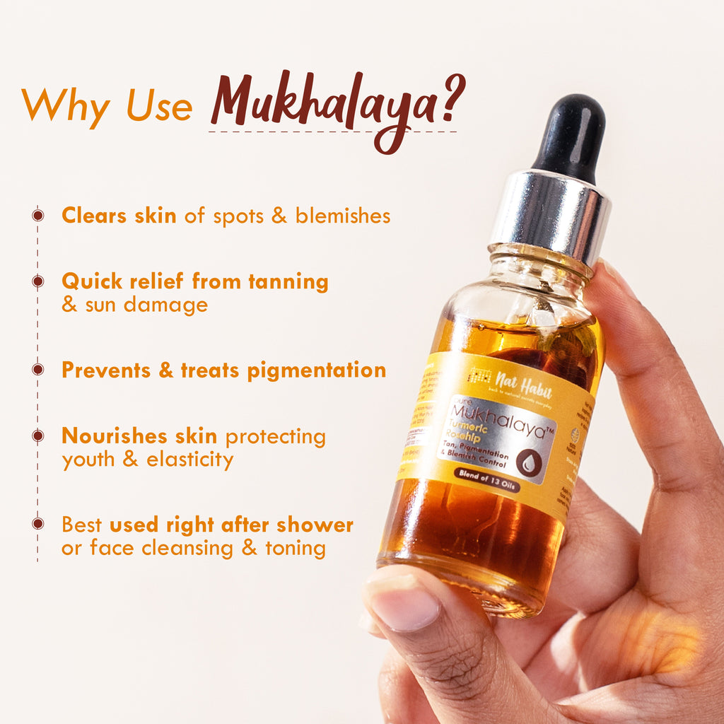 Nat Habit Pure Turmeric Rosehip Face Oil For Gua Sha, Tan Pigmentation & Blemish Control Mukhalaya