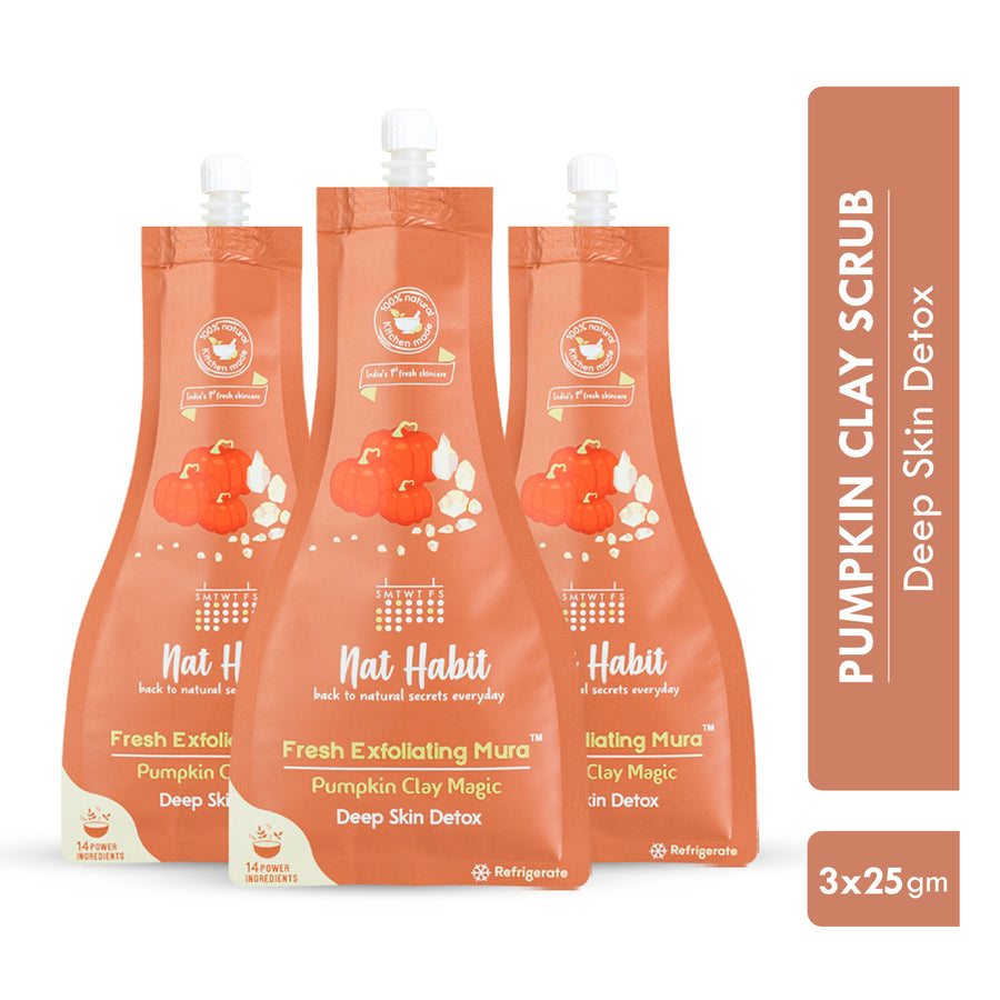 Nat Habit Pumpkin Clay Exfoliating Mura, Face Scrub for Deep Skin Detox with Natural Salicylic Acid