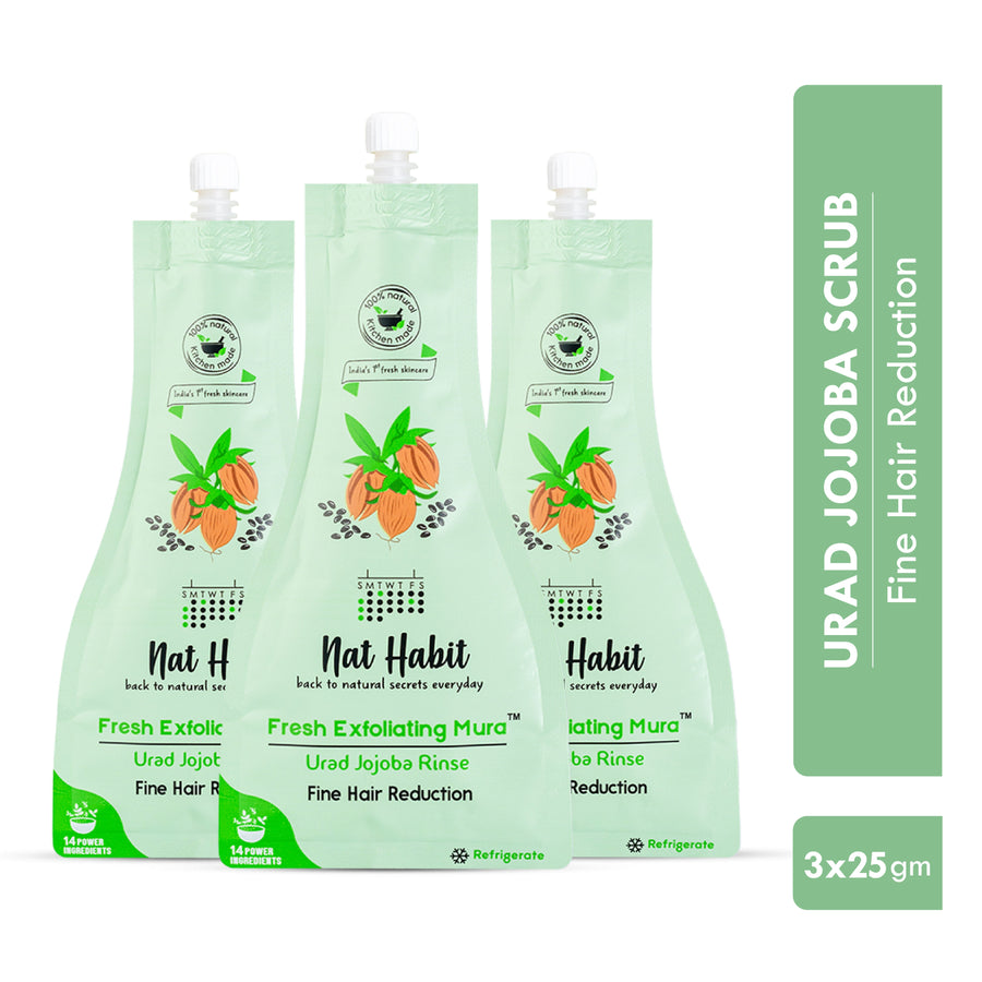 Nat Habit Urad Jojoba Exfoliating Mura, Ayurvedic Face Scrub for Fine Hair Reduction and Blackheads