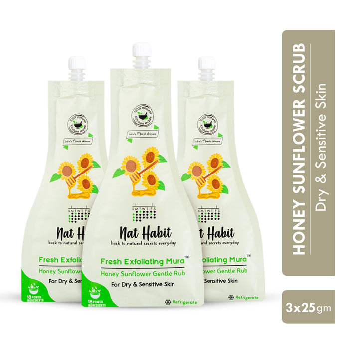 Nat Habit Honey Sunflower Exfoliating Mura, Face Scrub for Dry & Sensitive Skin, Ayurvedic Scrubber