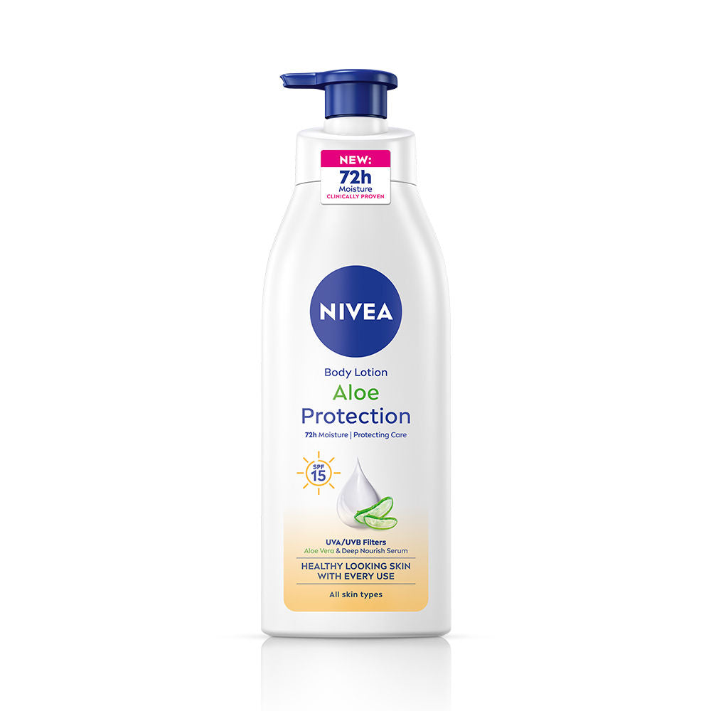 NIVEA Sunscreen lotion with SPF 15 & ALOEVERA- 5 in 1 COMPLETE CARE for 48H Moisturization
