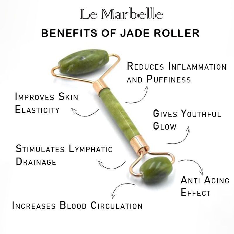 Le Marbelle Jade Roller Face Massager Face Roller For Face, Neck Glow & Skin Brightening