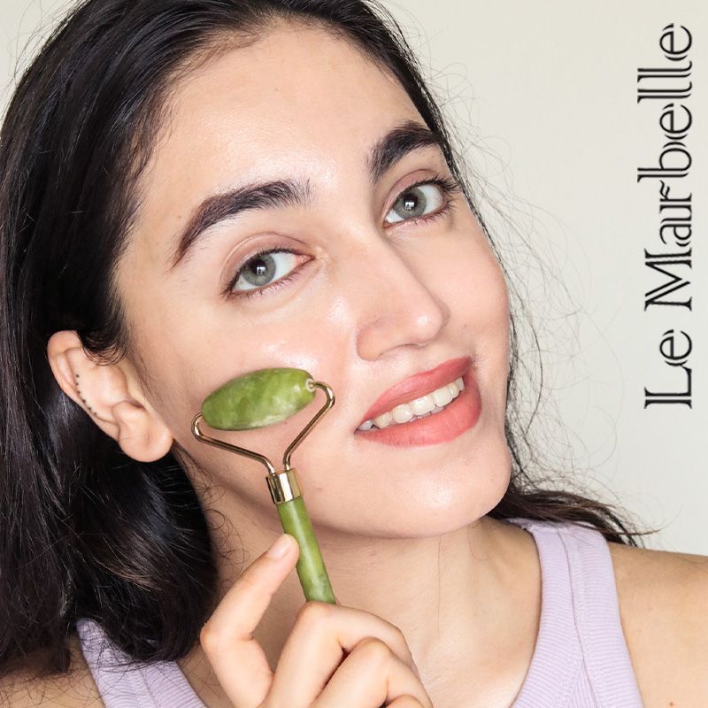 Le Marbelle Jade Roller Face Massager Face Roller For Face, Neck Glow & Skin Brightening