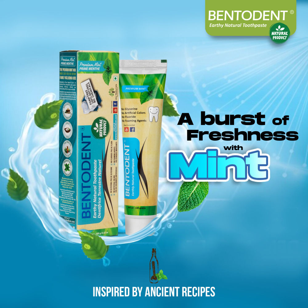 Bentodent Premium Mint Complete Care Toothpaste Natural,Vegan,SLS Free, Fluoride Free