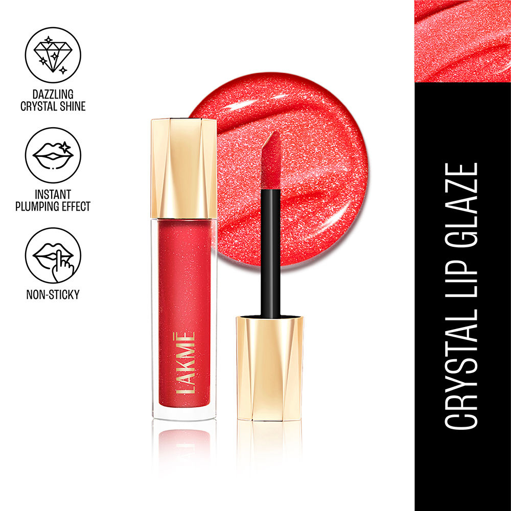 Lakme Glitterati Lip Glaze, High Shine Plumper Lip Gloss Oil with Collagen