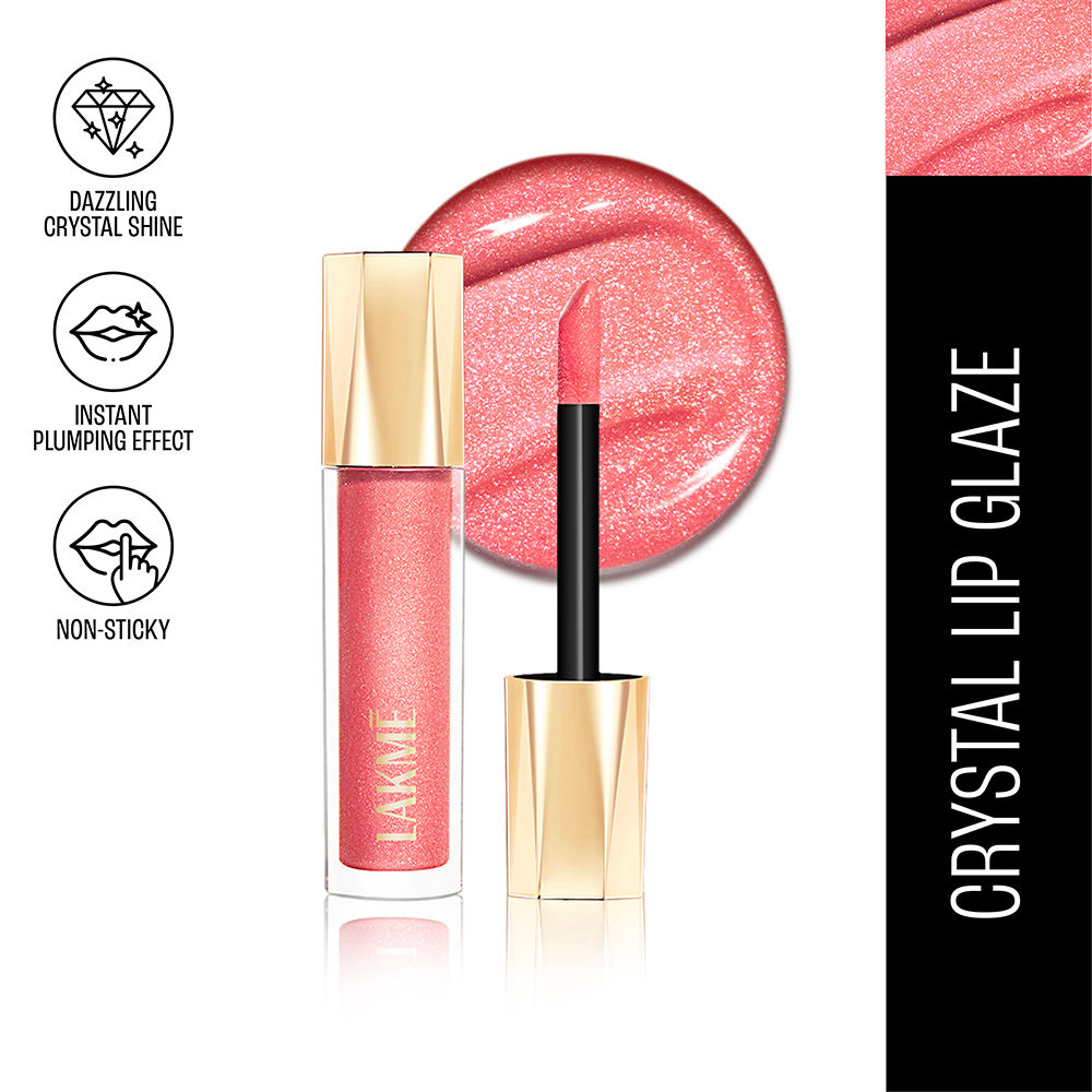 Lakme Glitterati Lip Glaze, High Shine Plumper Lip Gloss Oil with Collagen