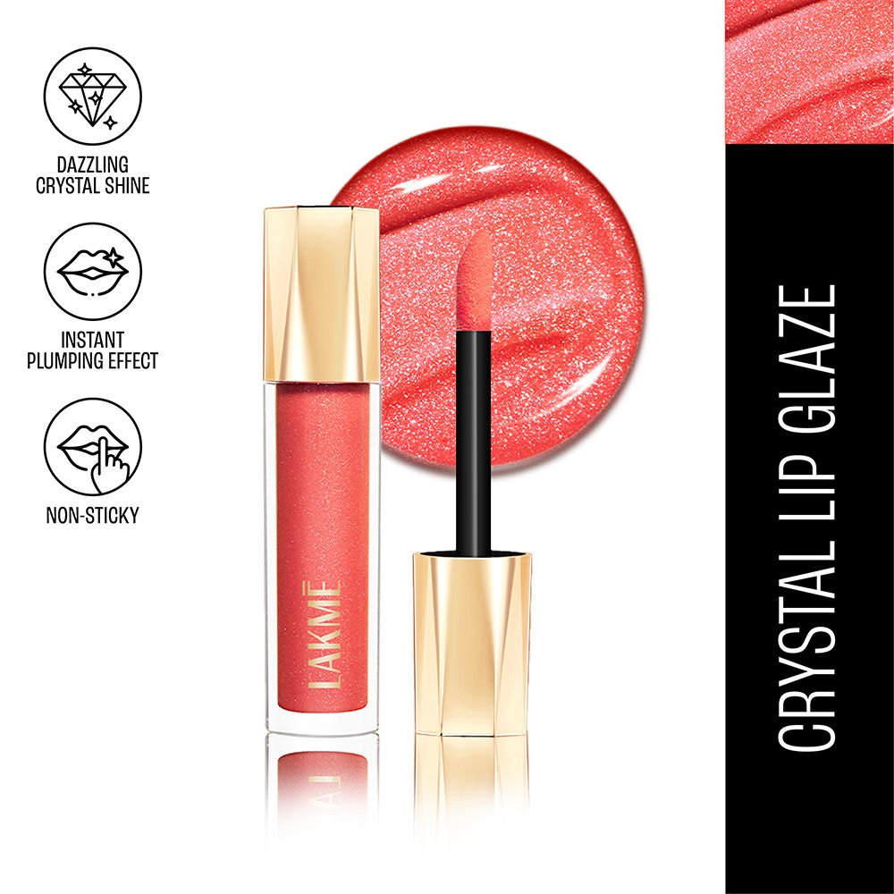 Lakme Glitterati Lip Glaze, High Shine Plumper Lip Gloss Oil with Collagen