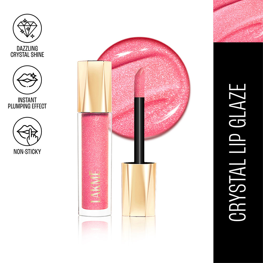 Lakme Glitterati Lip Glaze, High Shine Plumper Lip Gloss Oil with Collagen