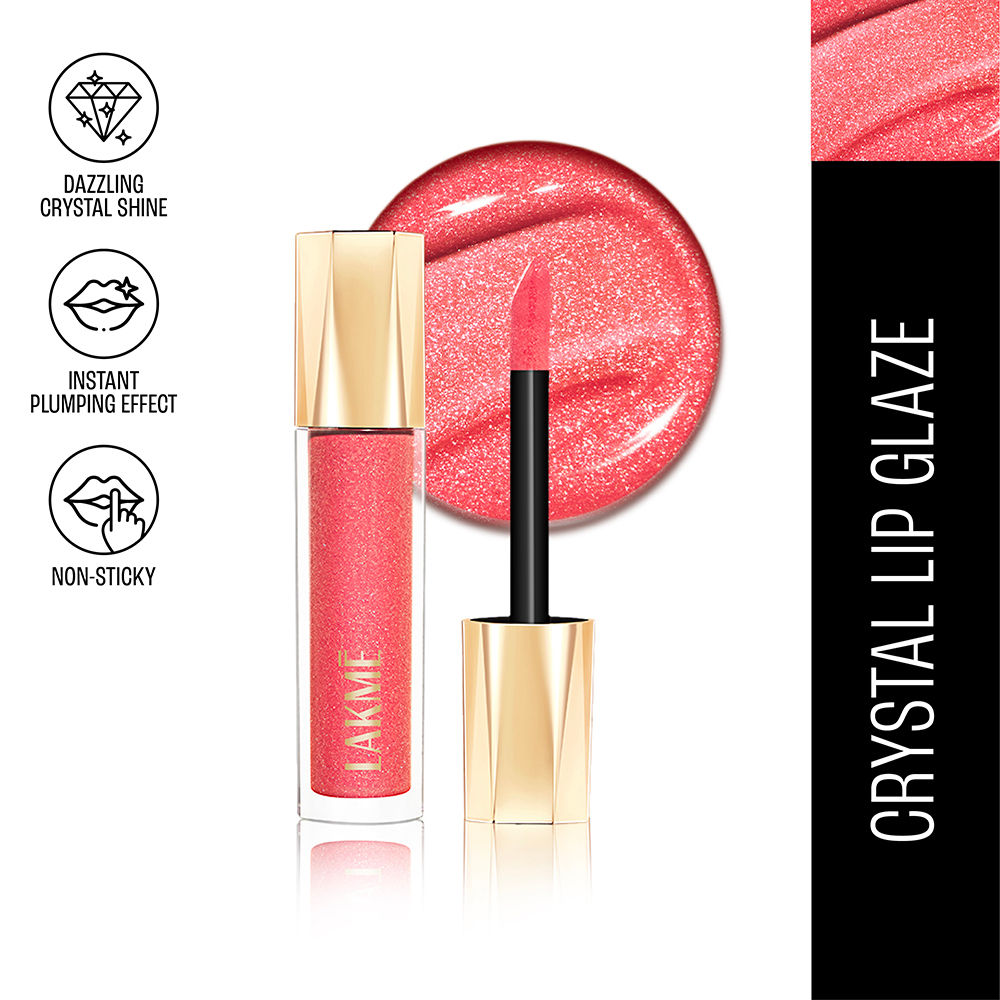 Lakme Glitterati Lip Glaze, High Shine Plumper Lip Gloss Oil with Collagen