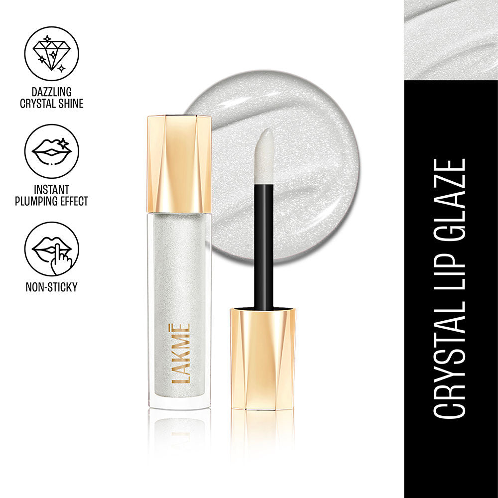 Lakme Glitterati Lip Glaze, High Shine Plumper Lip Gloss Oil with Collagen