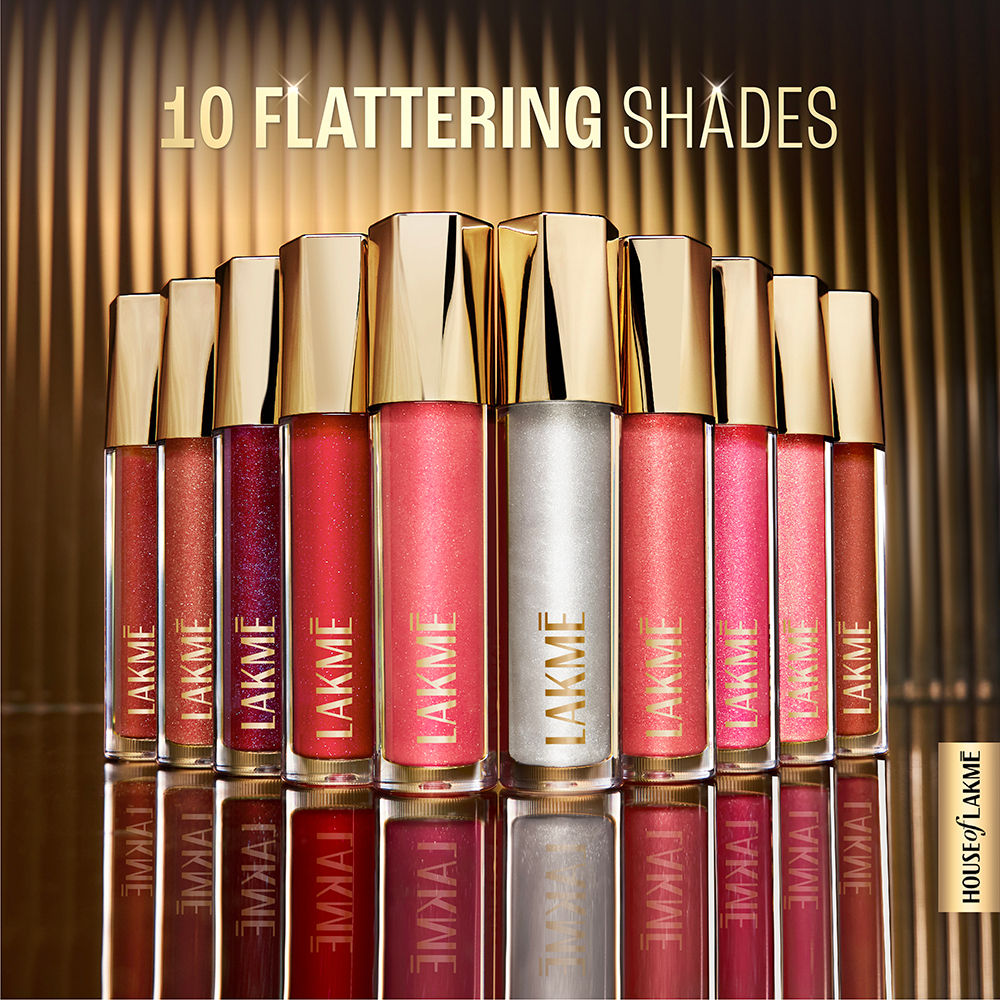 Lakme Glitterati Lip Glaze, High Shine Plumper Lip Gloss Oil with Collagen