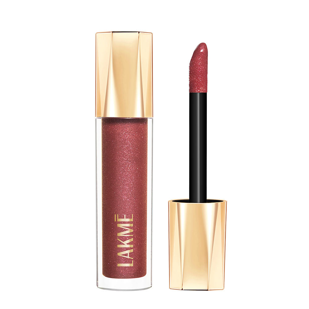 Lakme Glitterati Lip Glaze, High Shine Plumper Lip Gloss Oil with Collagen