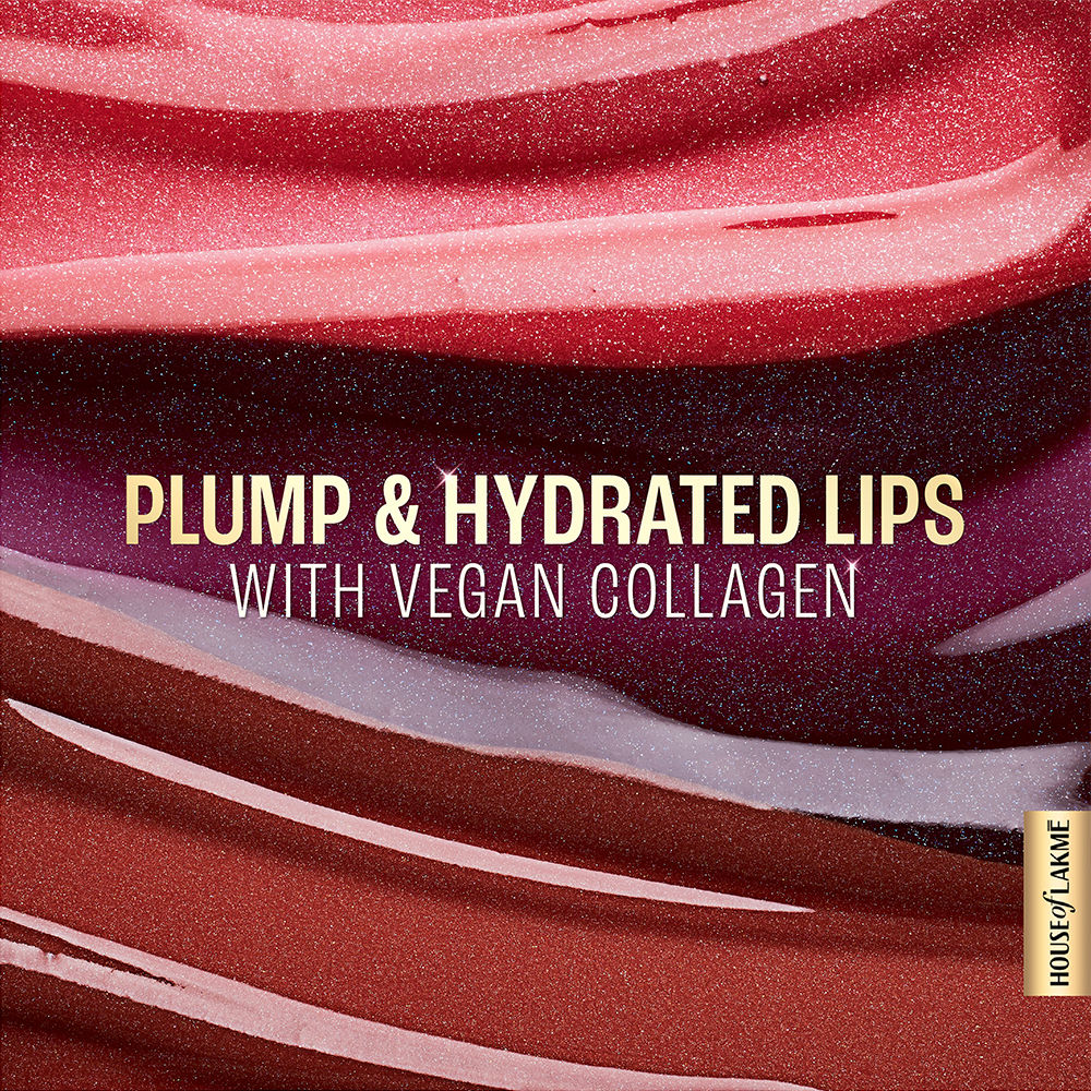 Lakme Glitterati Lip Glaze, High Shine Plumper Lip Gloss Oil with Collagen