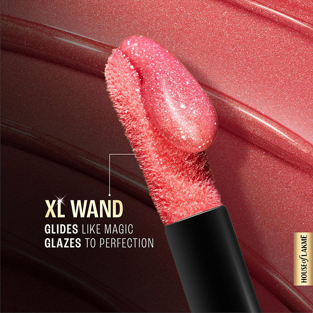 Lakme Glitterati Lip Glaze, High Shine Plumper Lip Gloss Oil with Collagen
