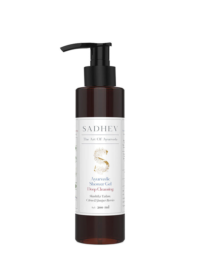 SADHEV Ayurvedic Shashtika Tailam, Citrus & Juniper Berries Deep Cleansing Shower Gel