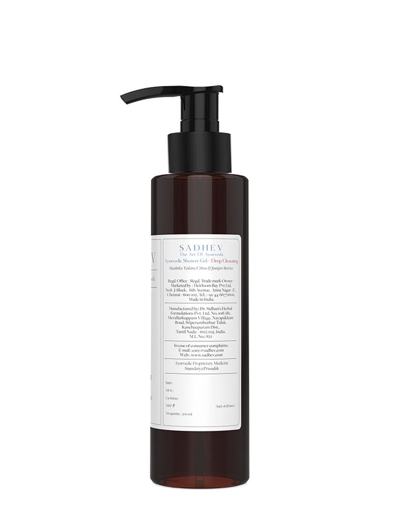 SADHEV Ayurvedic Shashtika Tailam, Citrus & Juniper Berries Deep Cleansing Shower Gel