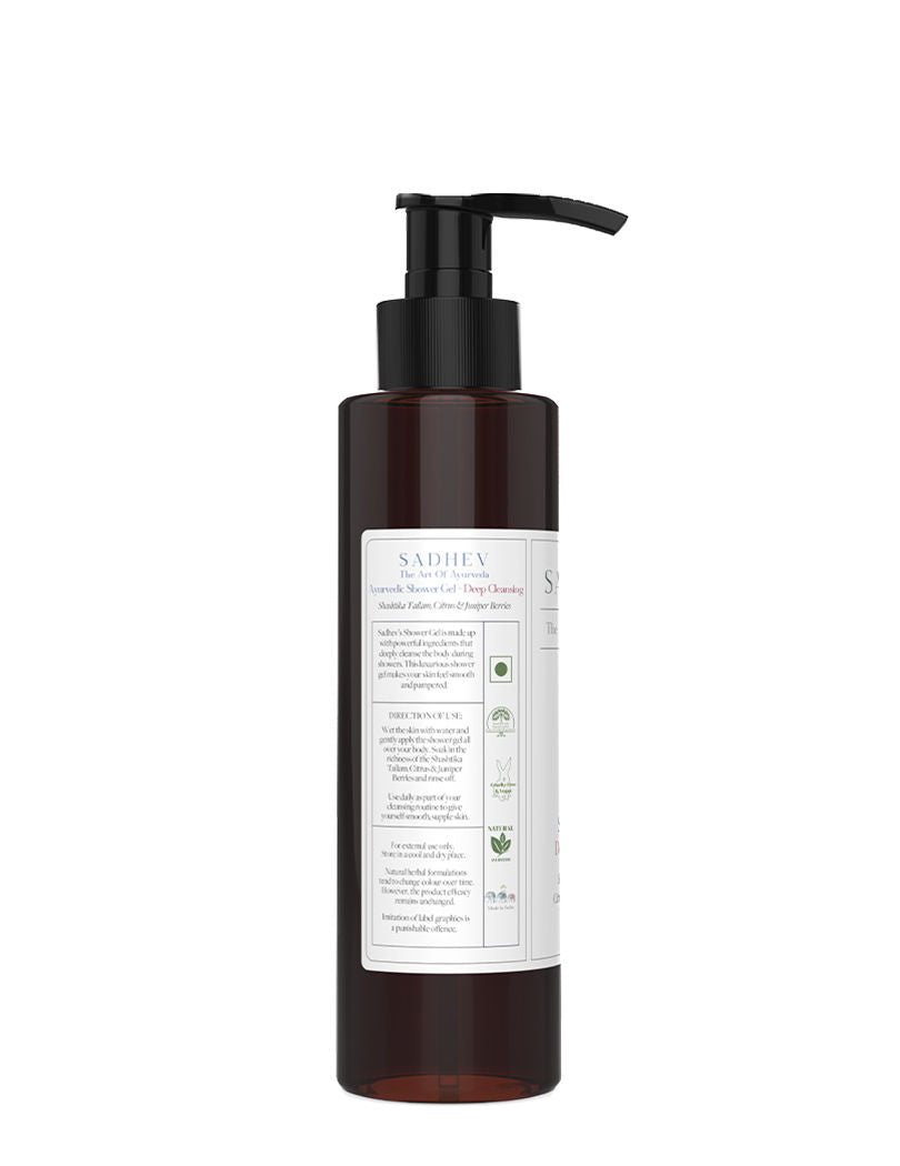 SADHEV Ayurvedic Shashtika Tailam, Citrus & Juniper Berries Deep Cleansing Shower Gel