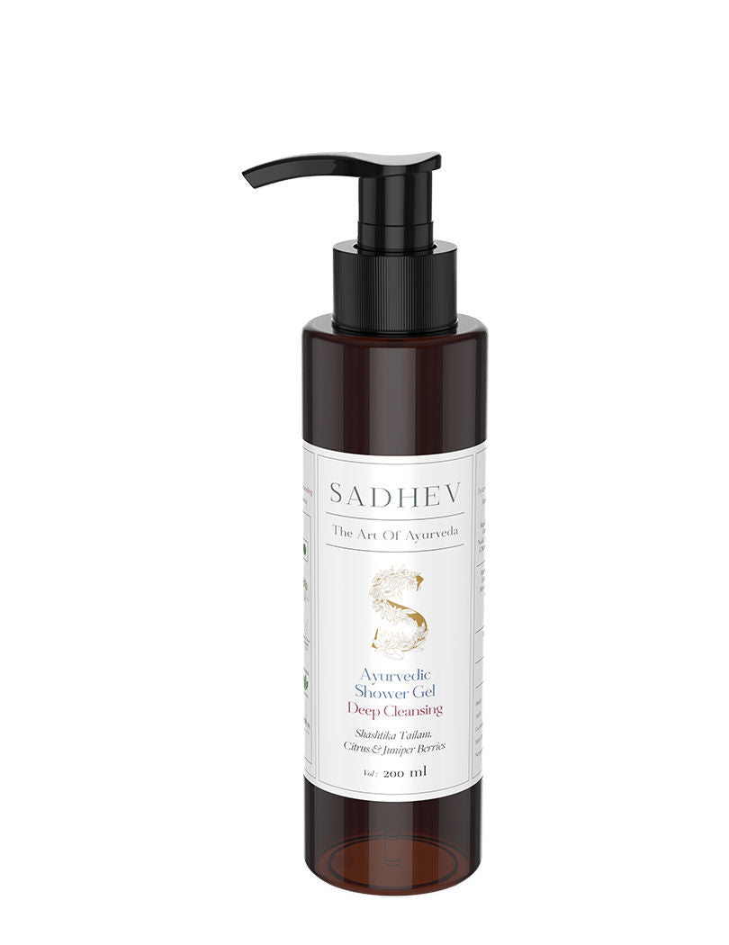 SADHEV Ayurvedic Shashtika Tailam, Citrus & Juniper Berries Deep Cleansing Shower Gel