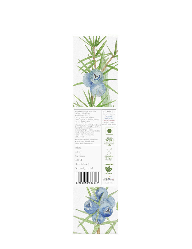 SADHEV Ayurvedic Shashtika Tailam, Citrus & Juniper Berries Deep Cleansing Shower Gel