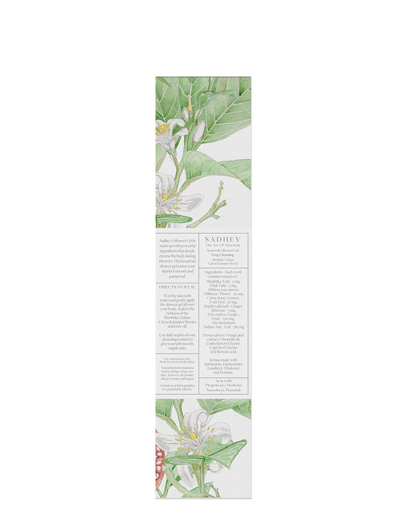 SADHEV Ayurvedic Shashtika Tailam, Citrus & Juniper Berries Deep Cleansing Shower Gel