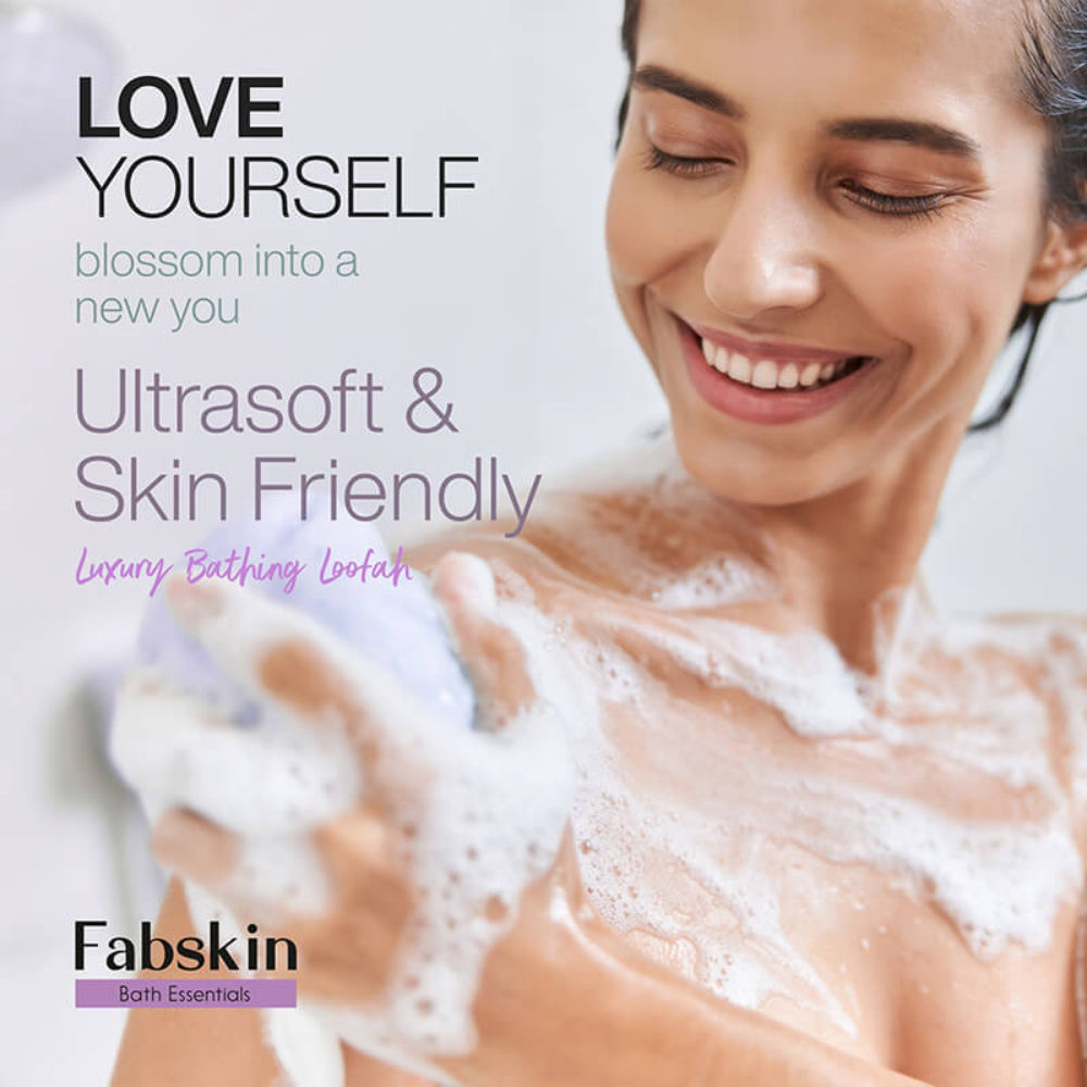 Fabskin Luxury Bathing Round Loofah Bath Sponge - Purple
