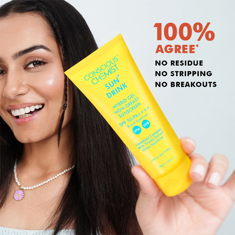 Conscious Chemist Sun Drink Ceramides Hybrid Gel Sunscreen SPF50 PA++++ With UVA/UVB & No White Cast