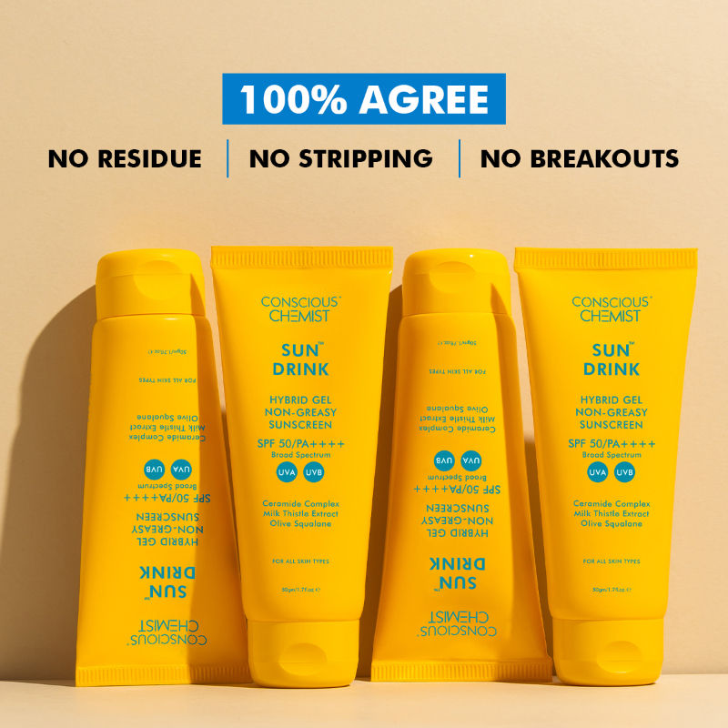 Conscious Chemist Sun Drink Ceramides Hybrid Gel Sunscreen SPF50 PA++++ With UVA/UVB & No White Cast