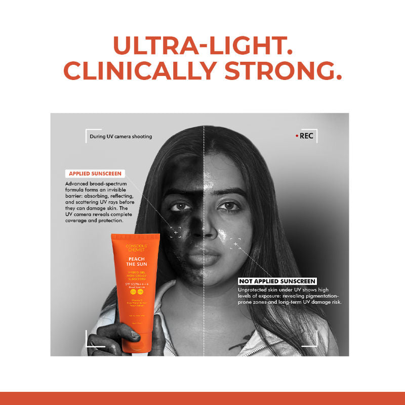 Conscious Chemist Peach Sunscreen SPF 50 PA++++ With Vitamin C And Rice Water Extract