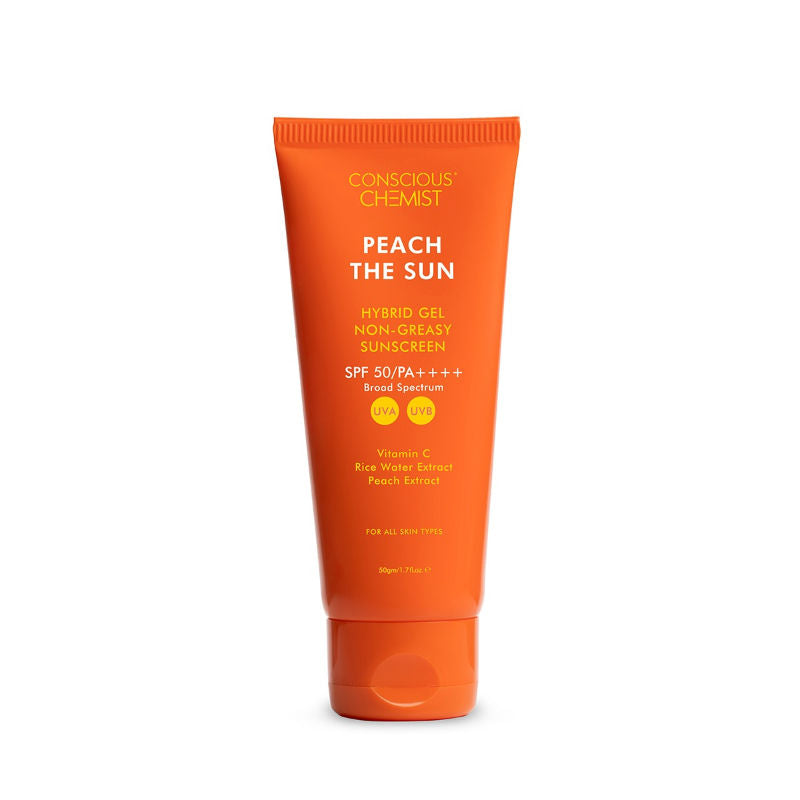 Conscious Chemist Peach Sunscreen SPF 50 PA++++ With Vitamin C And Rice Water Extract