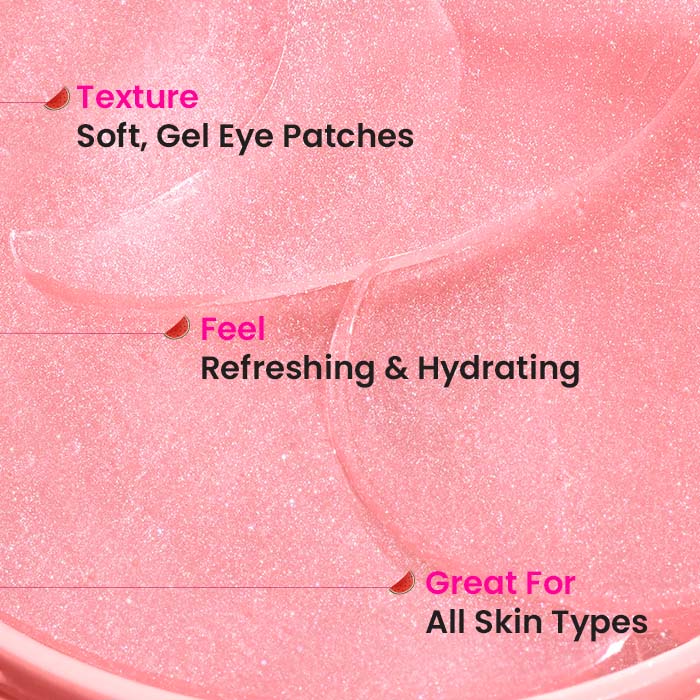 Dot & Key Watermelon Cooling Hydrogel Eye Patches, With Hyaluronic & Niacinamide, Depuffs & Cools