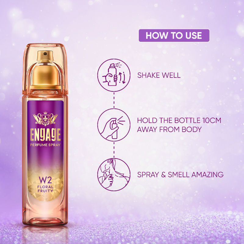 Engage W2 Perfume Spray For Women, Floral & Fruity, Skin Friendly, Long-Lasting