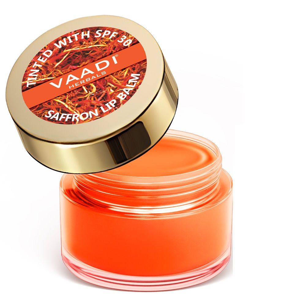 Vaadi Herbals Tinted Saffron Lip Balm with SPF30 for Dry, Chapped & Sun Damaged Lips