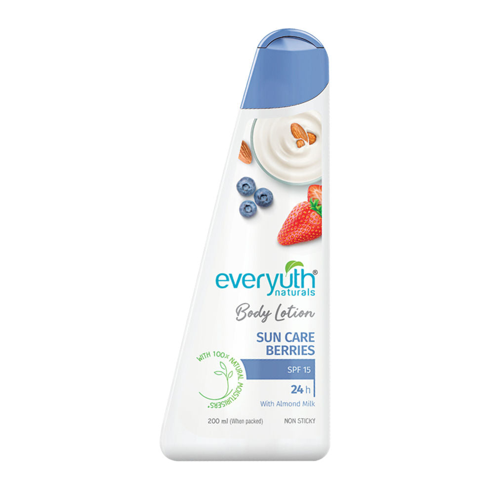 Everyuth Naturals Body Lotion - Sun Care Berries with Almond Milk, SPF 15, Non Sticky
