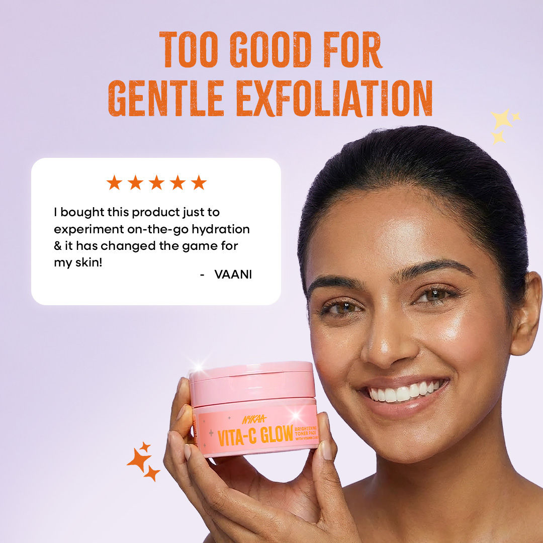 Nykaa Skin Vita-C Glow Brightening Toner Pads-Glycolic Acid & Vitamin C For Glow & Exfoliation