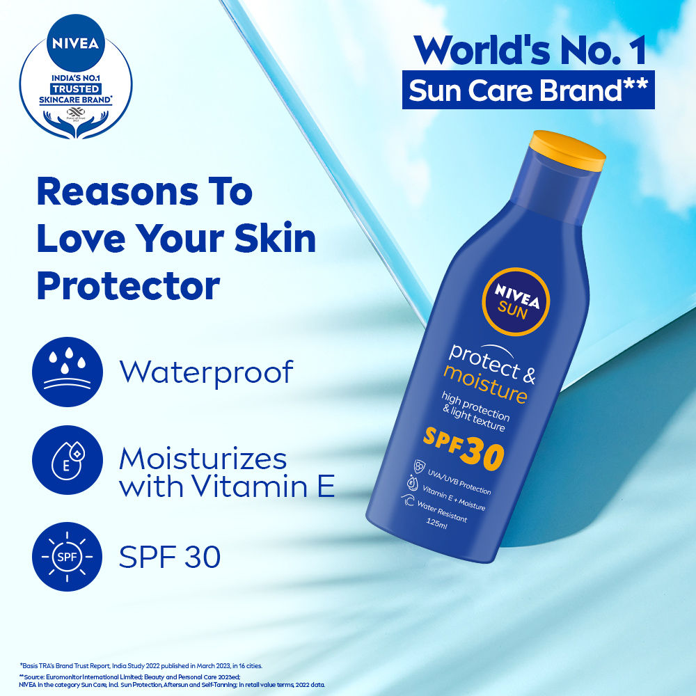 Nivea Sun Lotion, SPF 30, With UVA & UVB Protection, Water Resistant Sunscreen