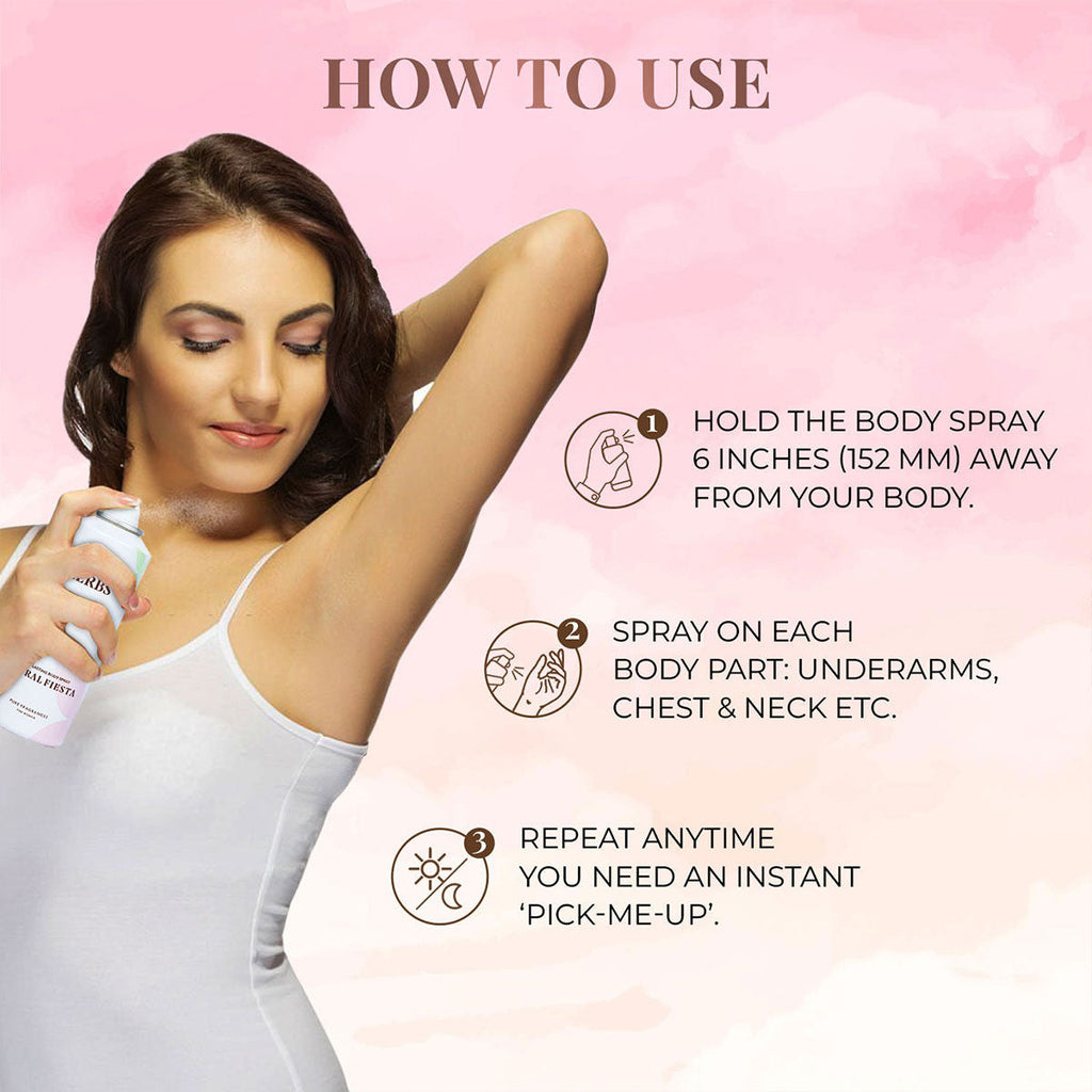 Just Herbs Long Lasting & Refreshing Deodrant And Body Spray - Floral Fiesta