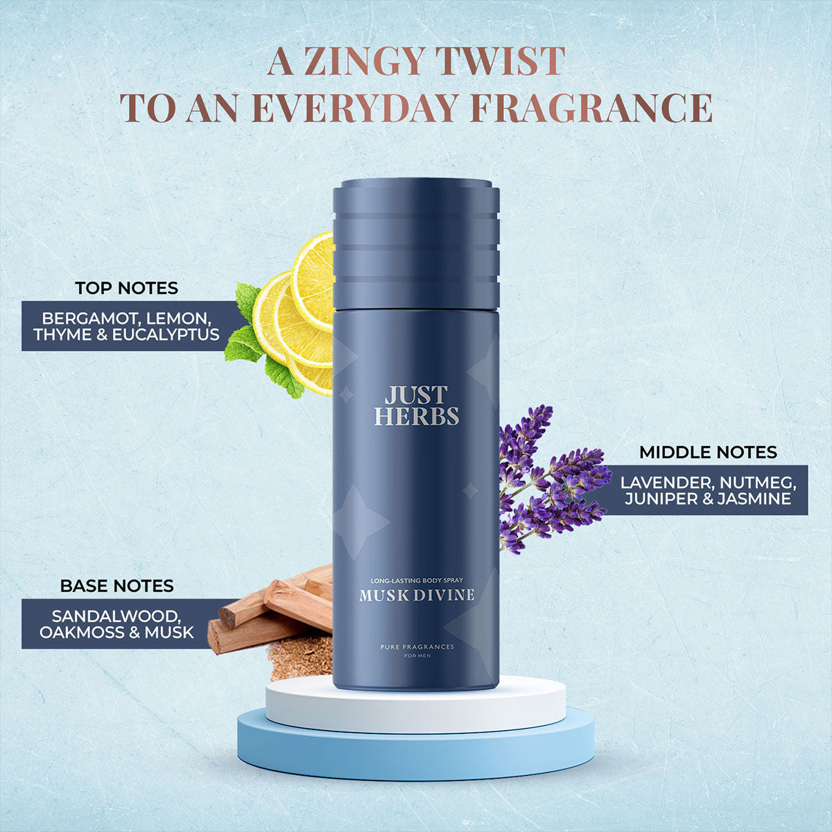 Just Herbs Long Lasting & Refreshing Deodorant And Body Spray - Musk Divine