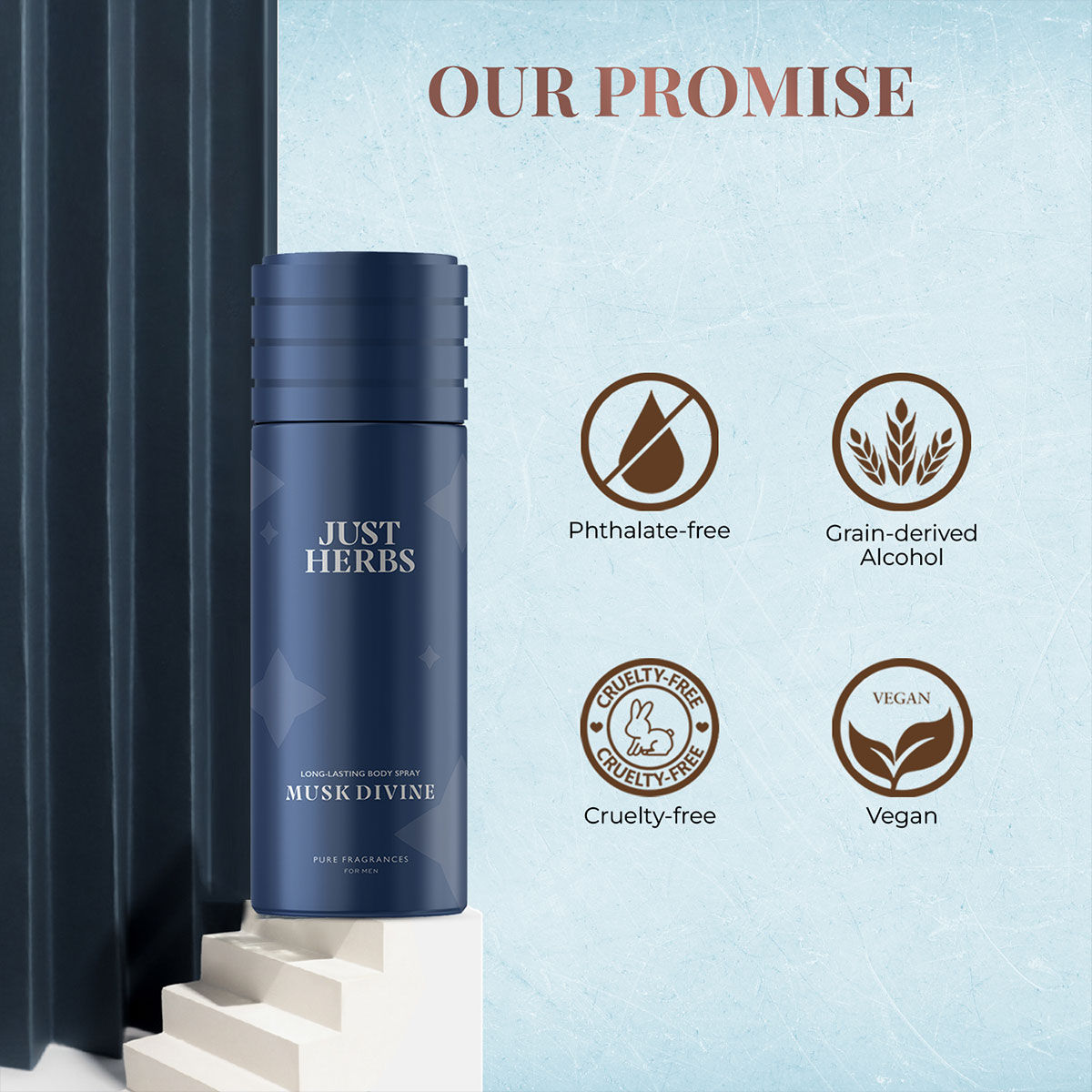 Just Herbs Long Lasting & Refreshing Deodorant And Body Spray - Musk Divine