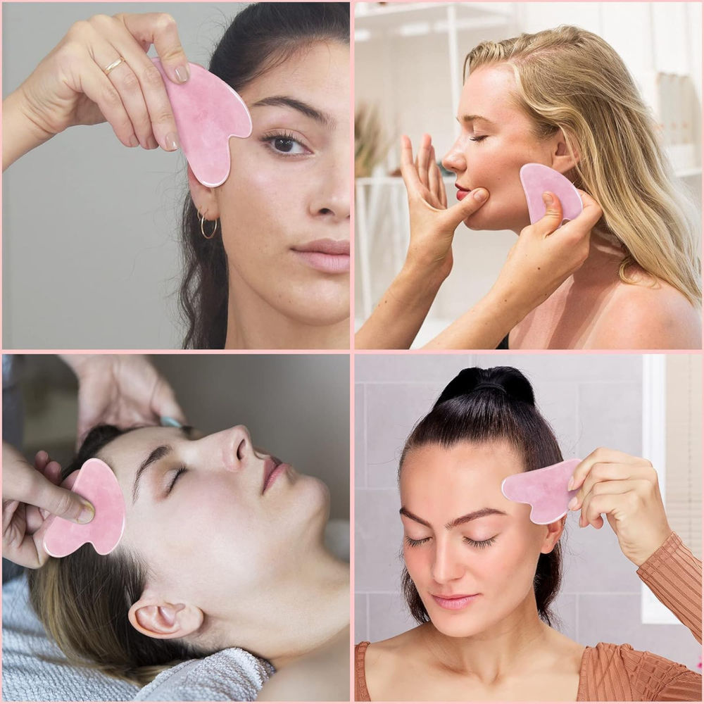 Kayanara Original Rose Quartz Stone Gua Sha For Face, Neck And Under Eye Massager