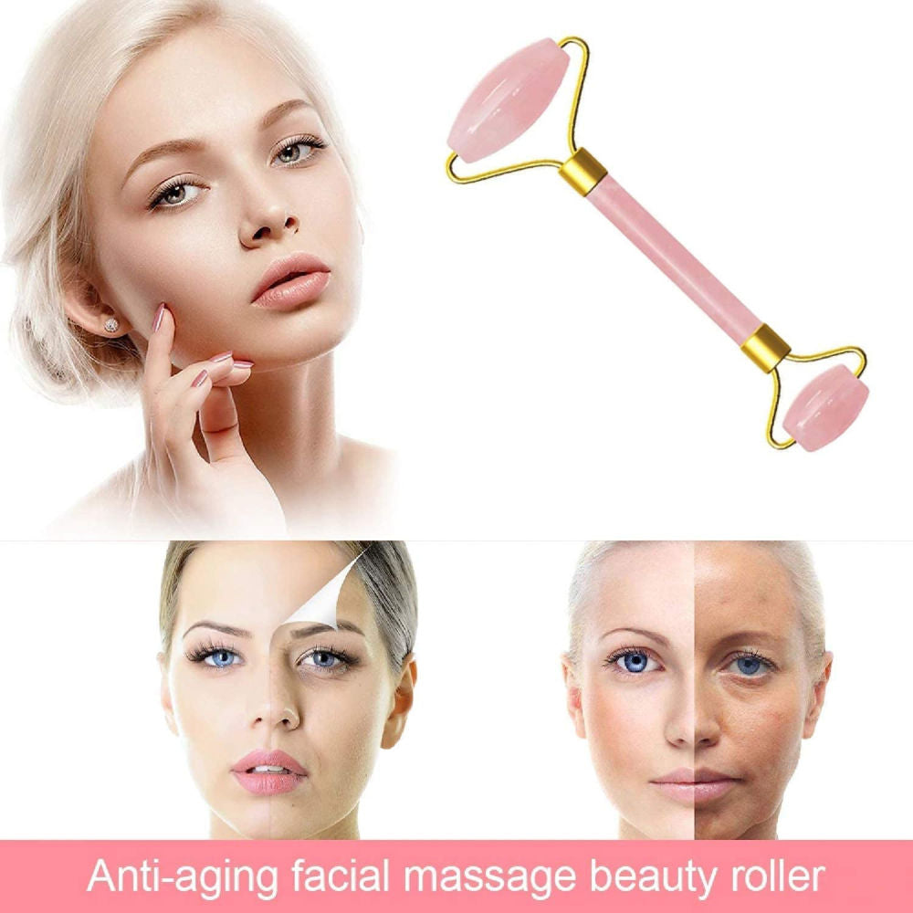 Kayanara Original Rose Quartz Stone Face Roller For Face, Neck And Under Eye Massager