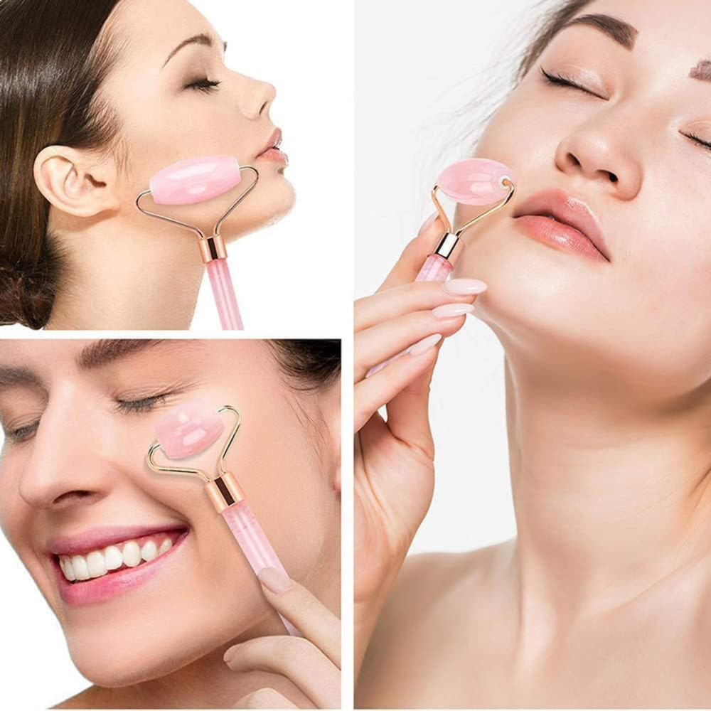 Kayanara Original Rose Quartz Stone Face Roller For Face, Neck And Under Eye Massager
