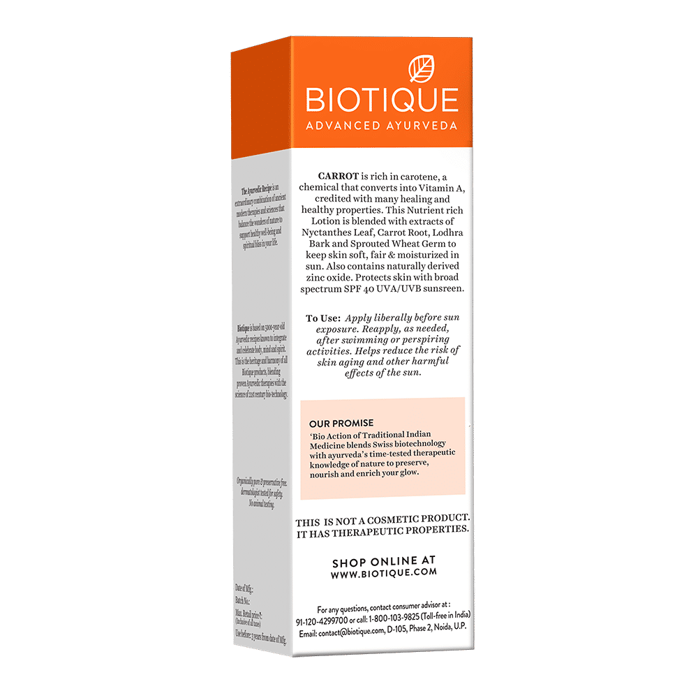 Biotique Bio Carrot Ultra Soothing Face Lotion 40+ SPF Sunscreen