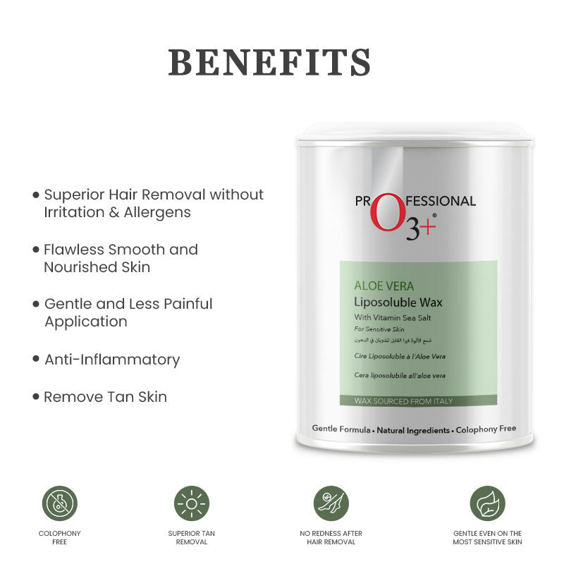 O3+ Aloe Vera Liposoluble Wax For Sensitive Skin Body Hair Removal