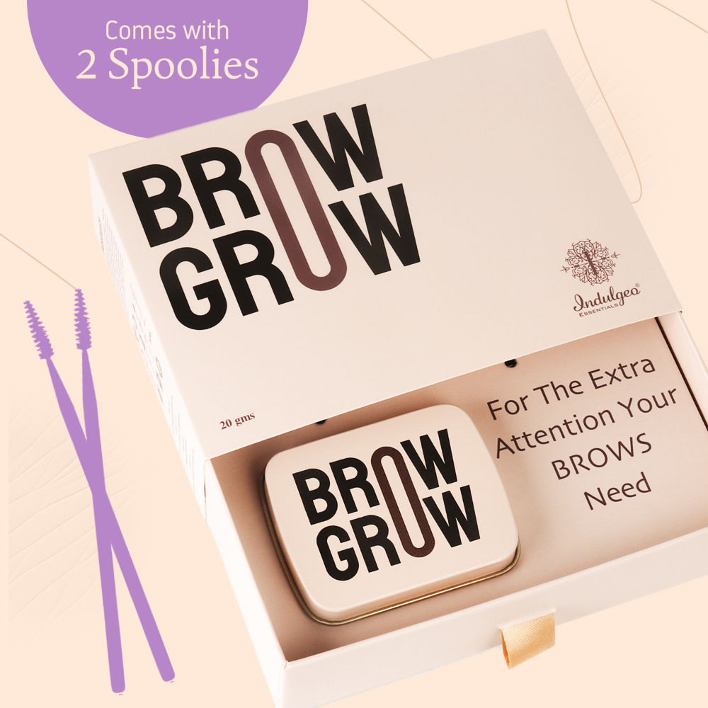 Indulgeo Essentials Brow Grow - Brow Growth Enhancer with 2 Spoolies - Promotes Eyebrow Growth