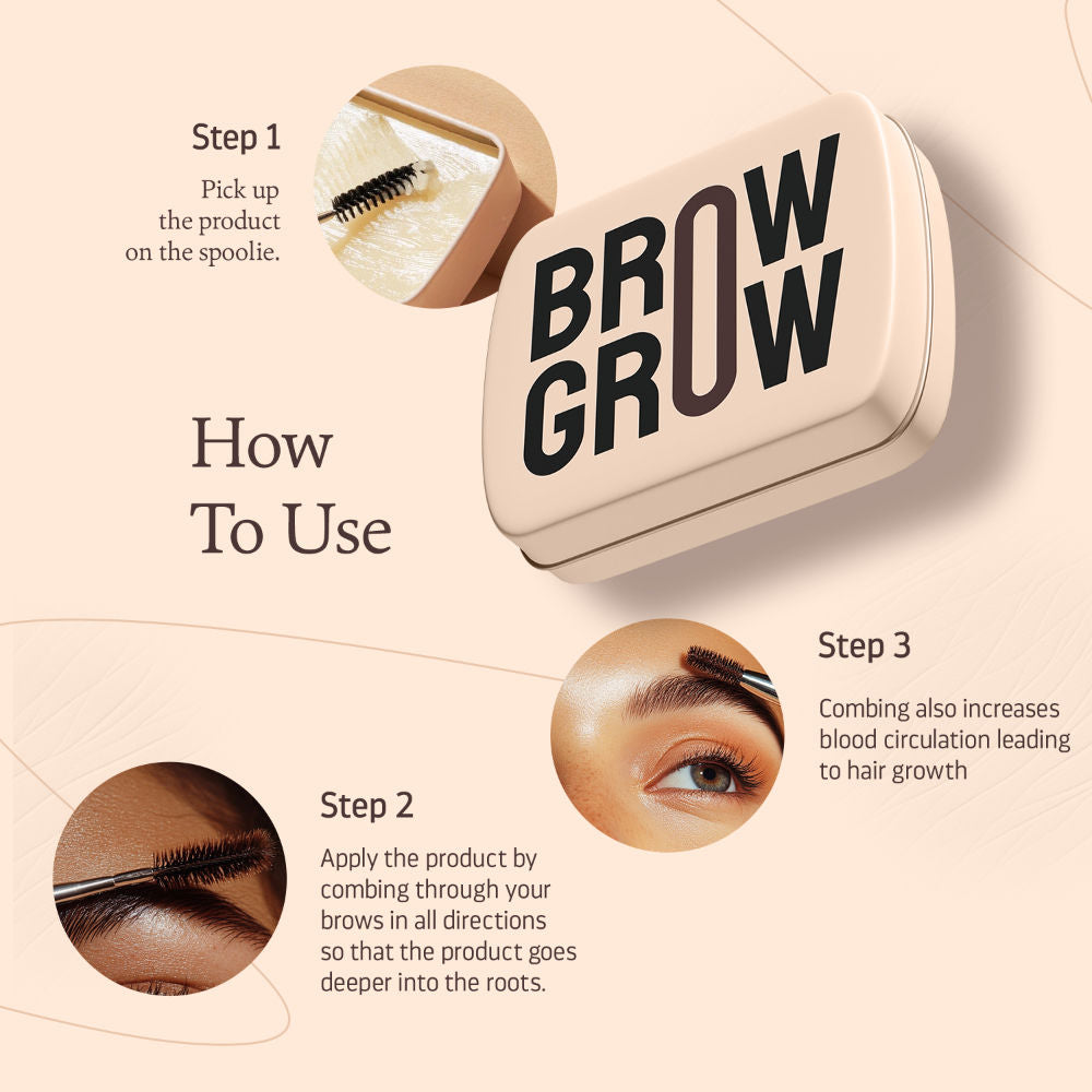 Indulgeo Essentials Brow Grow - Brow Growth Enhancer with 2 Spoolies - Promotes Eyebrow Growth