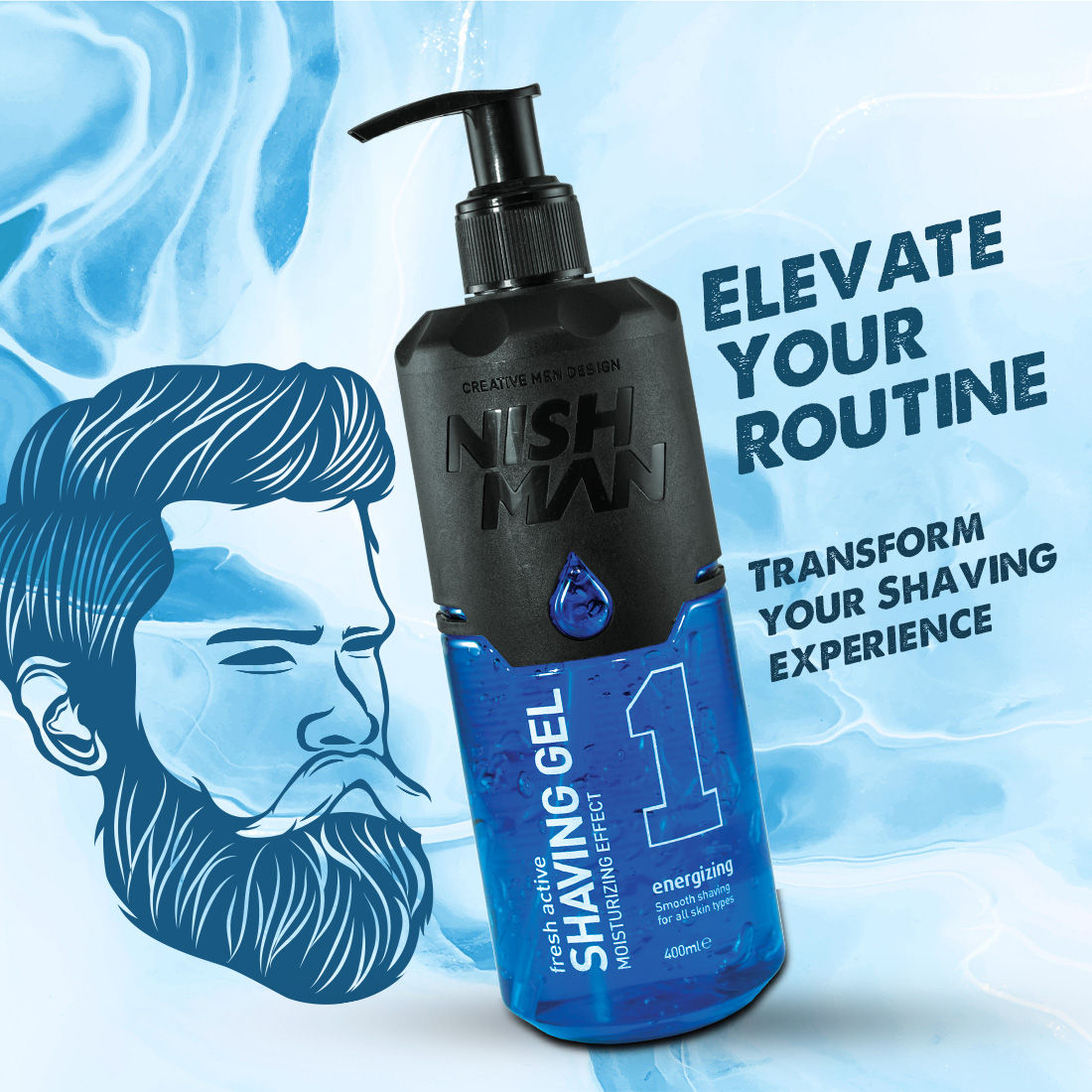 NishMan Fresh Active Energizing Shaving Gel Moisturizing Effect