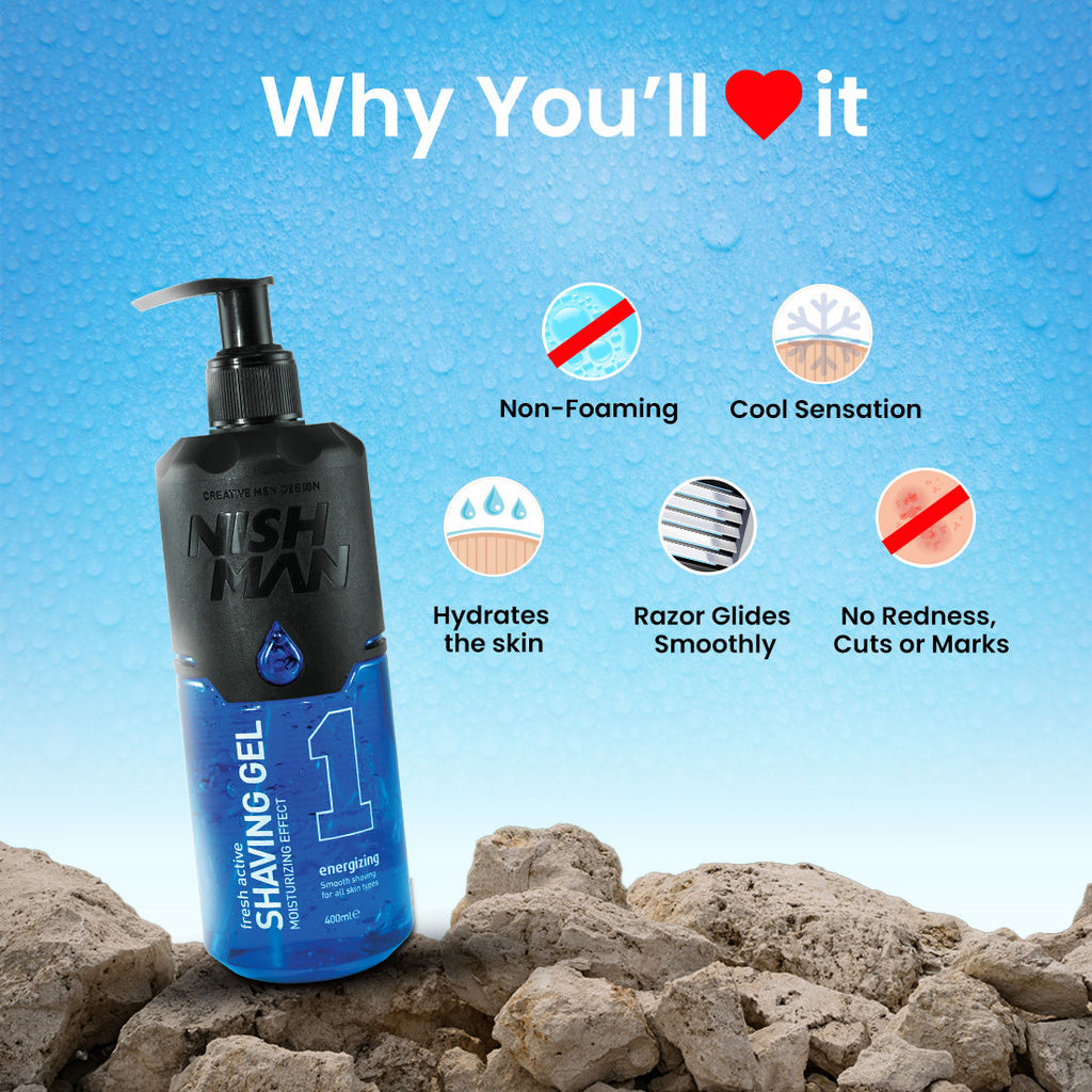 NishMan Fresh Active Energizing Shaving Gel Moisturizing Effect