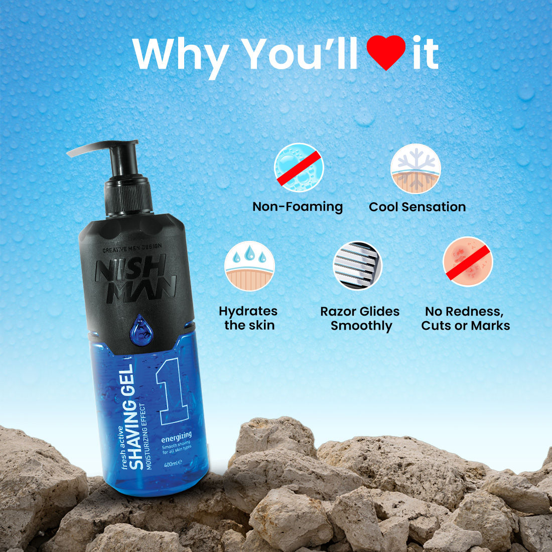NishMan Fresh Active Energizing Shaving Gel Moisturizing Effect