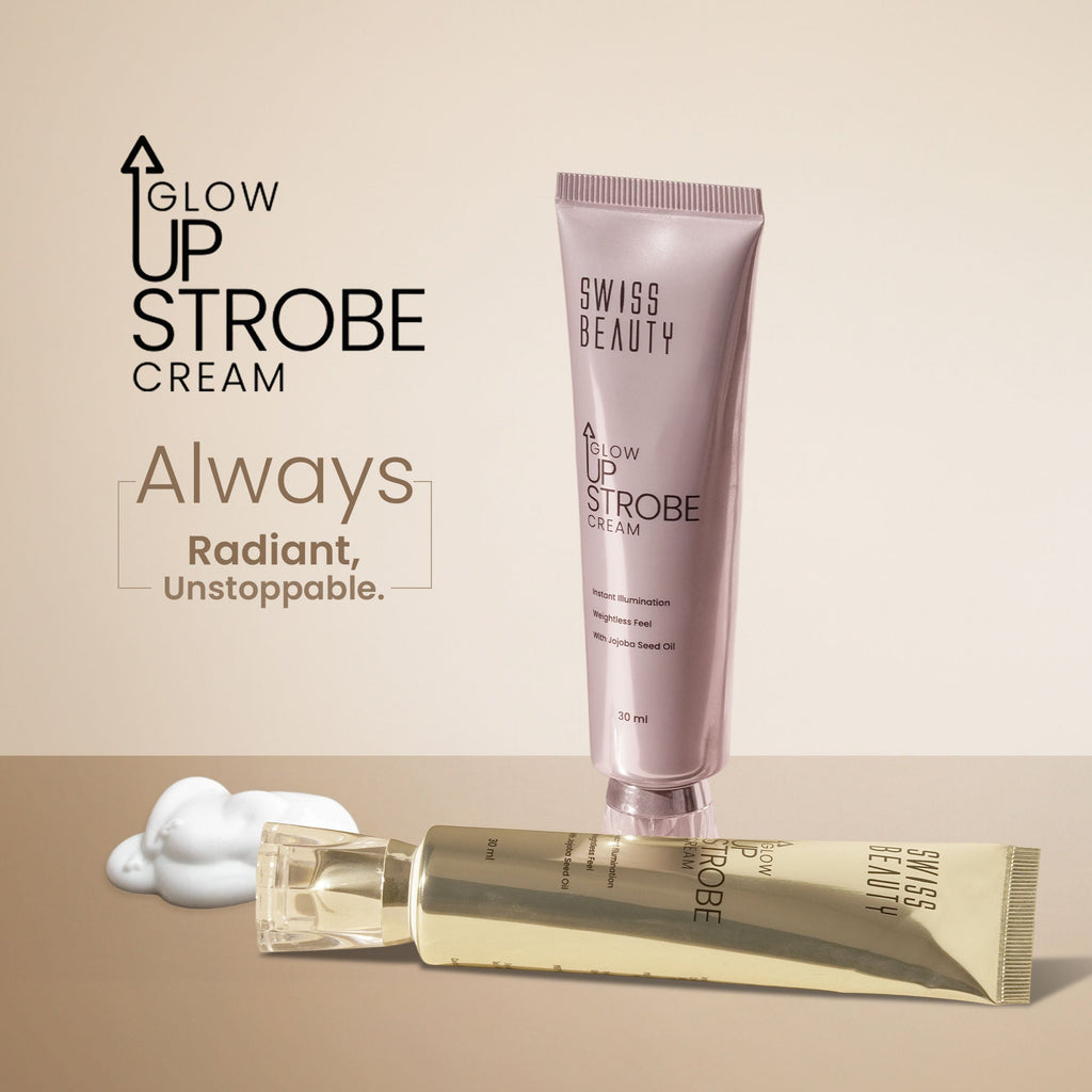 Swiss Beauty Glow Up Strobe Cream, Dewy Radiance, Versatile Use With Jojoba Oil