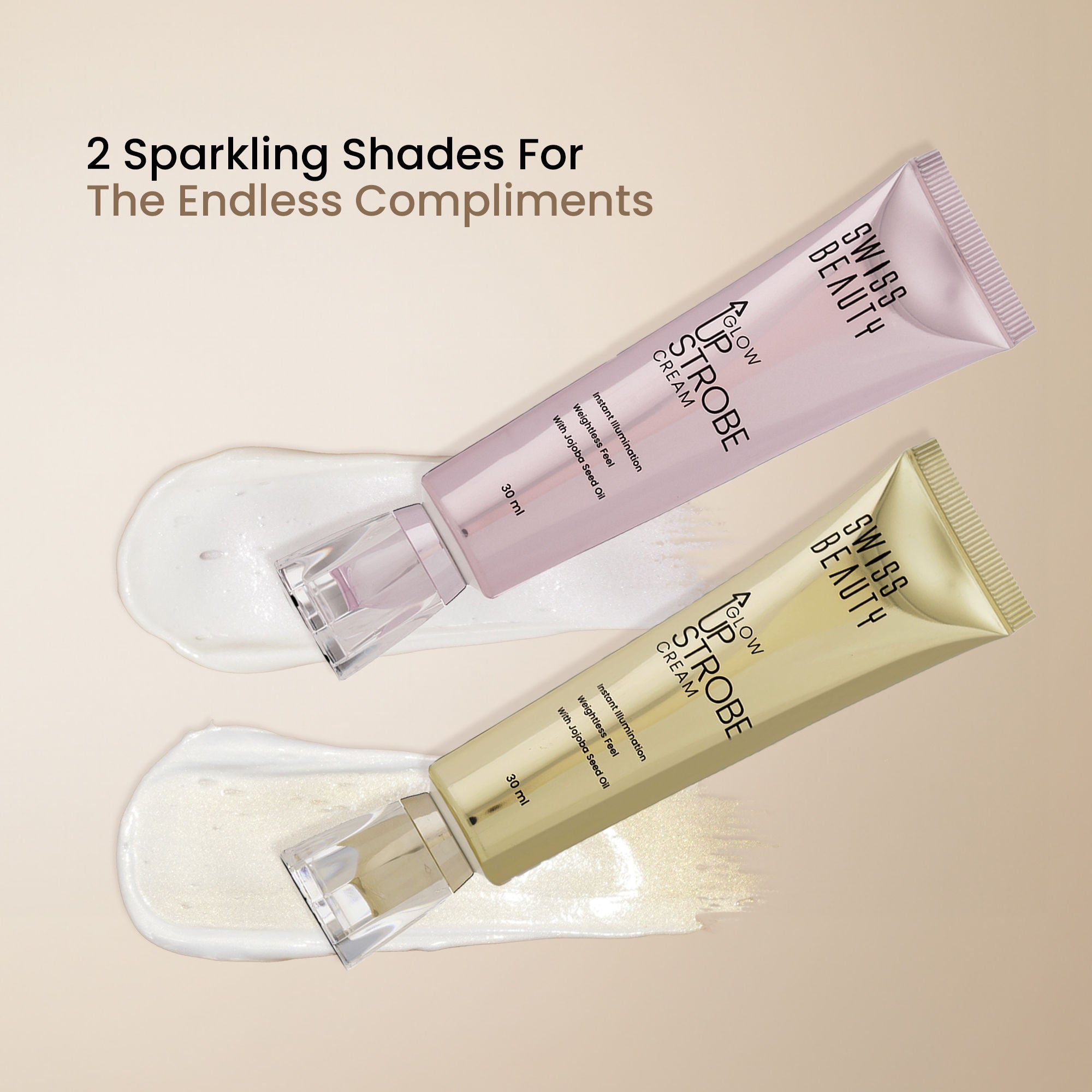 Swiss Beauty Glow Up Strobe Cream, Dewy Radiance, Versatile Use With Jojoba Oil